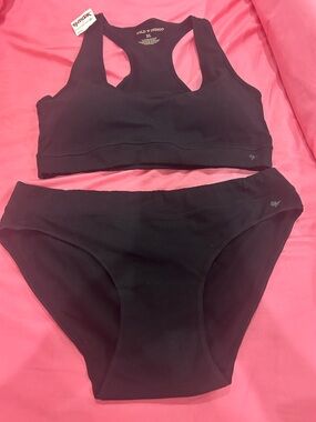 Women’s Black Seamless Cotton Bralette & Bikini Set